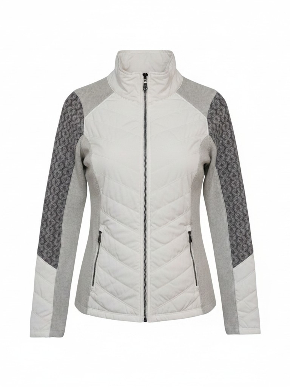 Prana Women's Cream & Gray Hybrid Quilted Puffer Jacket